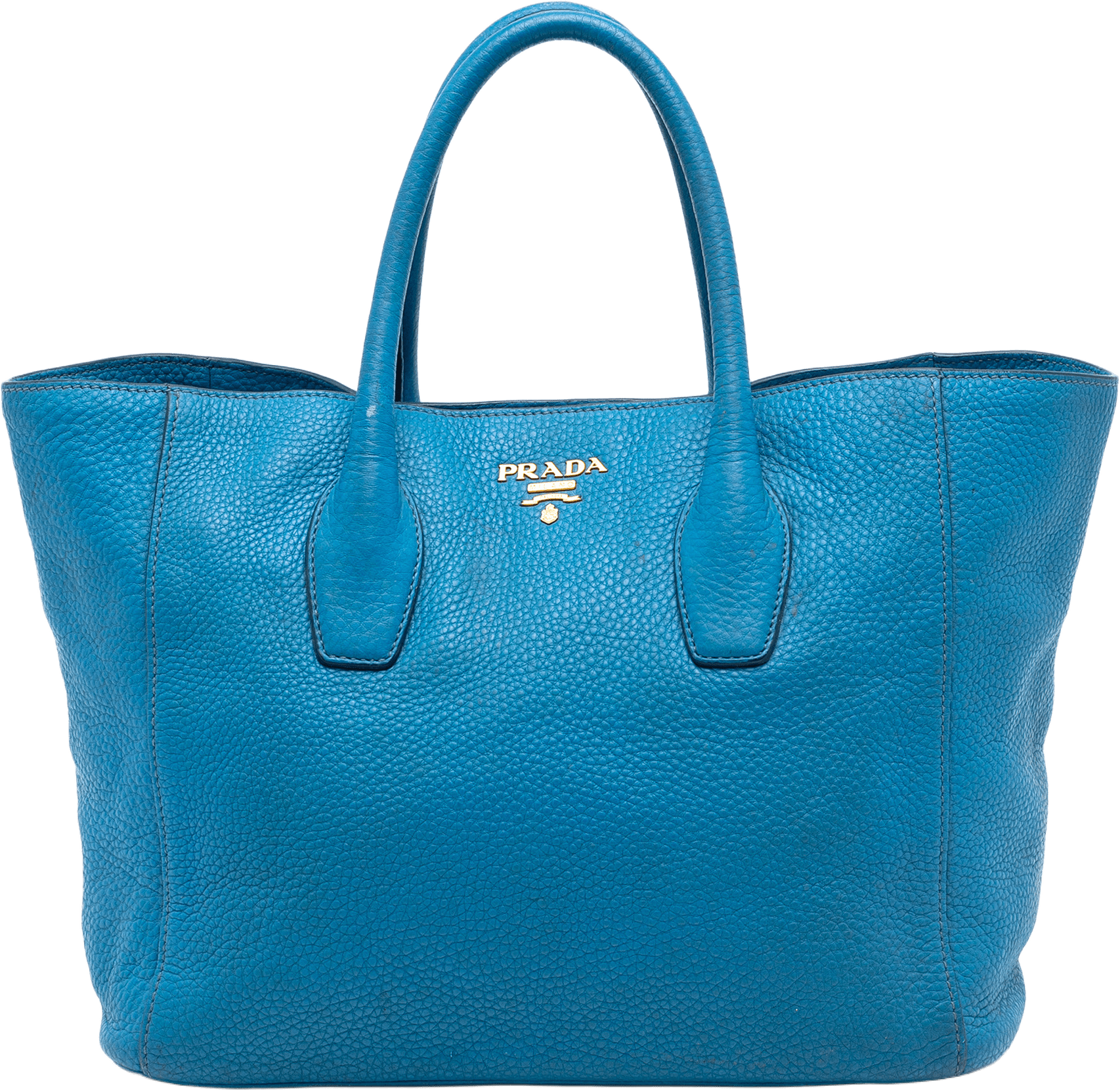 Prada Vitello Daino Open Convertible Tote, från Luxclusif, i färgen blue.
