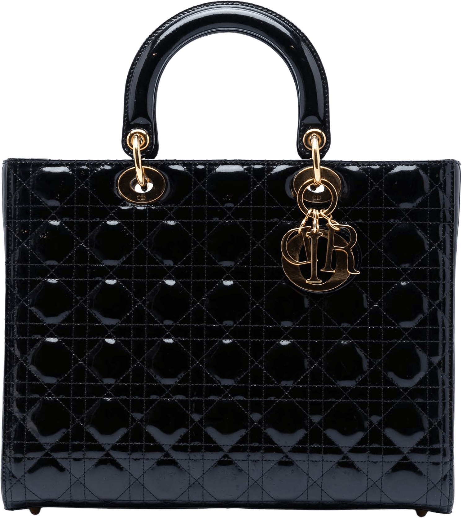 Dior Large Patent Cannage Lady Dior, från Luxclusif, i färgen black.