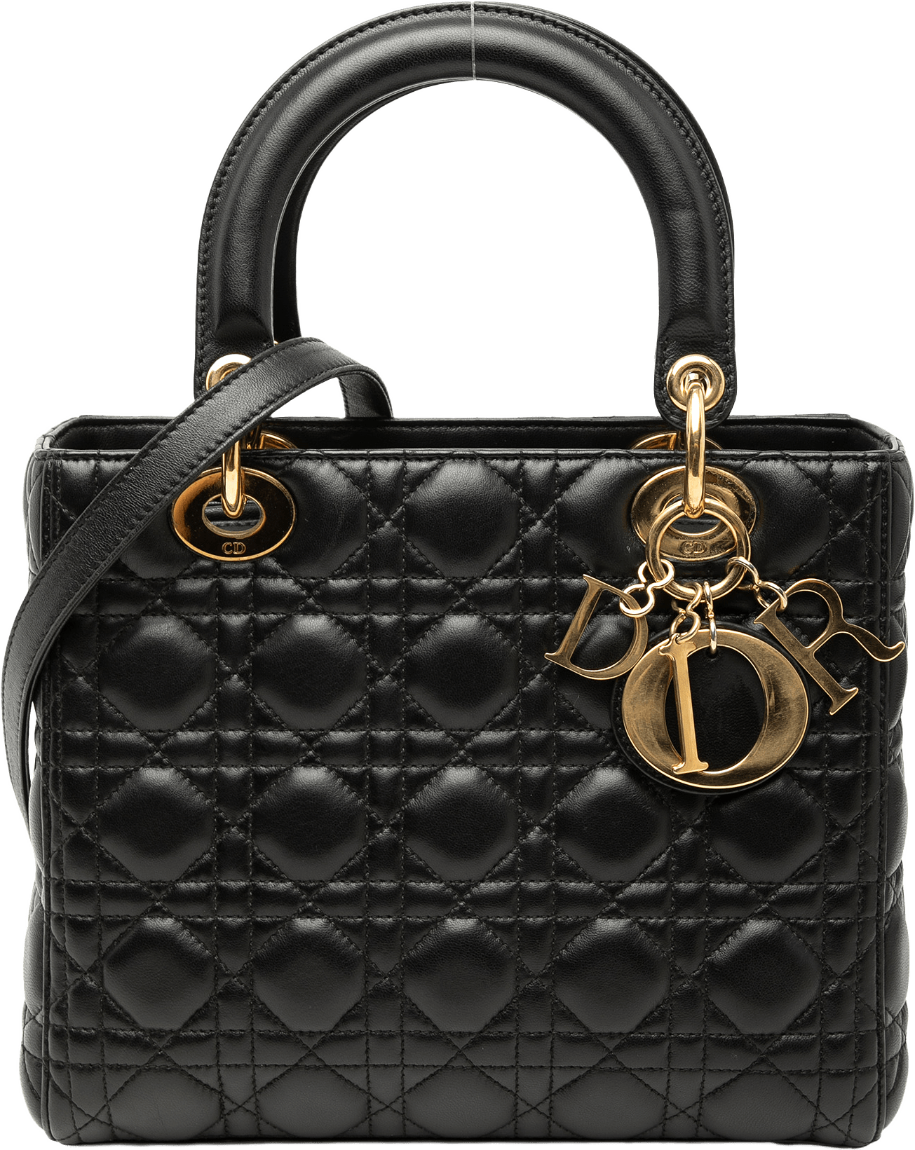 Dior Medium Lambskin Cannage Lady Dior, från Luxclusif, i färgen black.