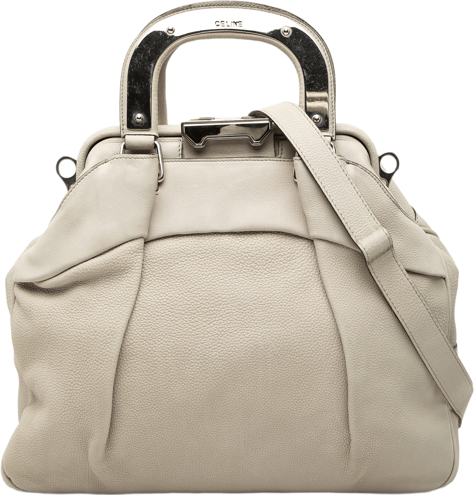Celine Grained Calfskin Soft Frame Doctor Bag, från Luxclusif, i färgen light gray.