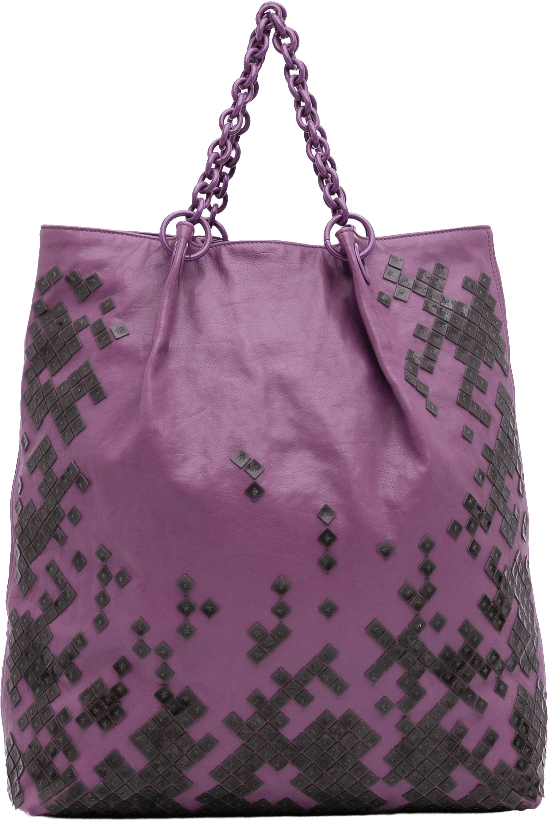 Bottega Veneta Vitello Mosaico Laque Tote, från Luxclusif, i färgen dark purple.