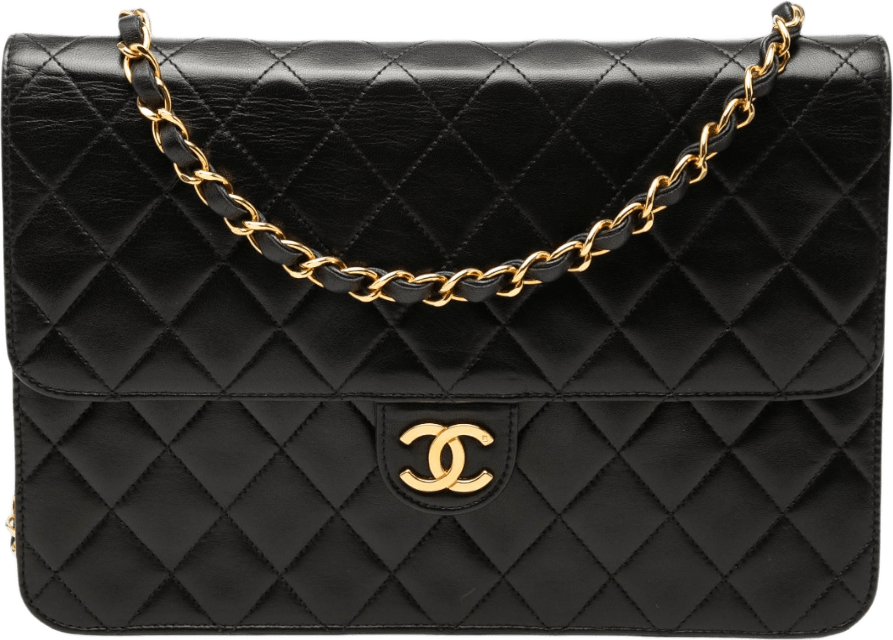 Chanel Medium Cc Quilted Lambskin Single Flap, från Luxclusif, i färgen svart.