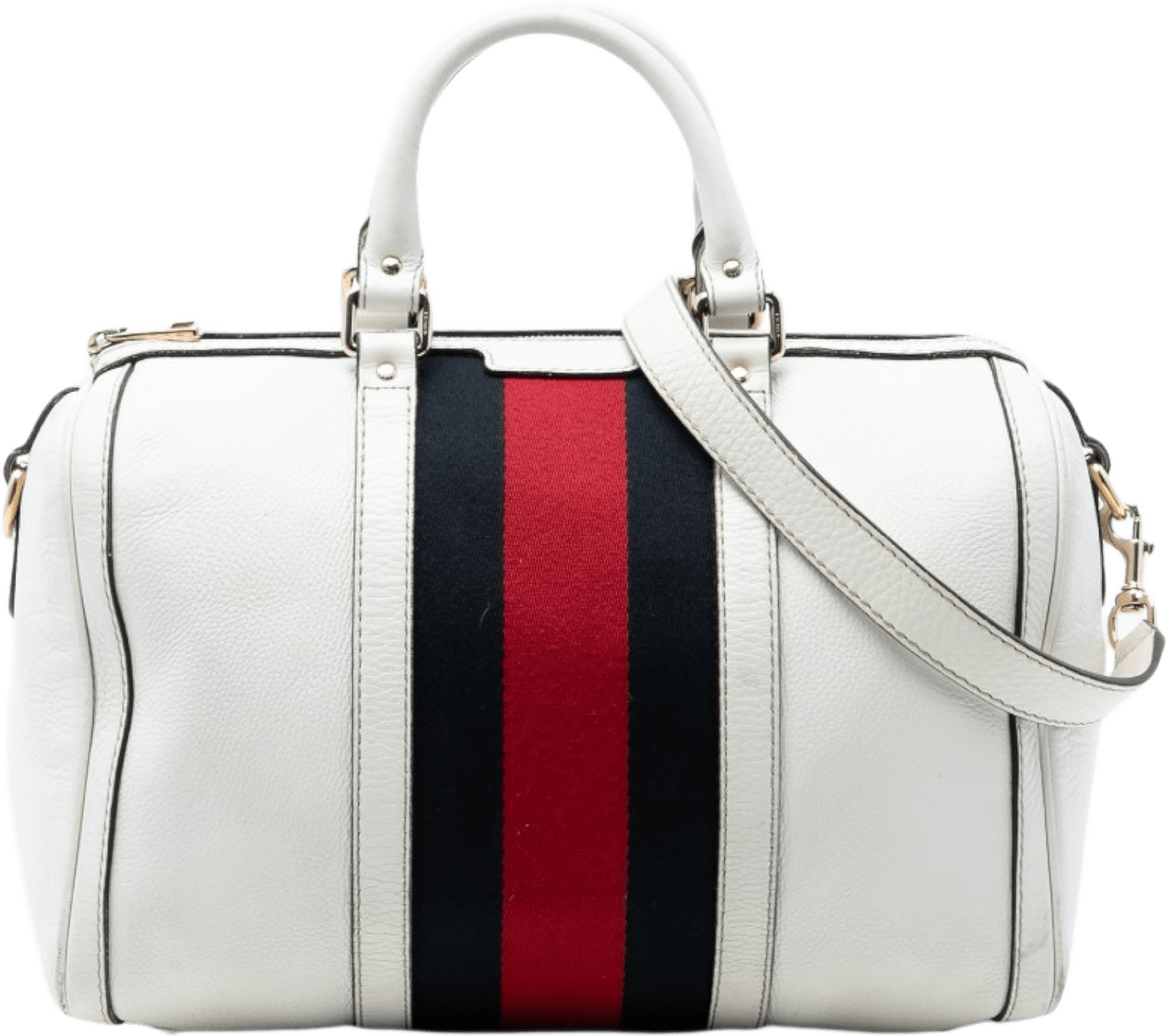 Gucci Medium Calfskin Web Joy Boston Bag, från Luxclusif, i färgen white.