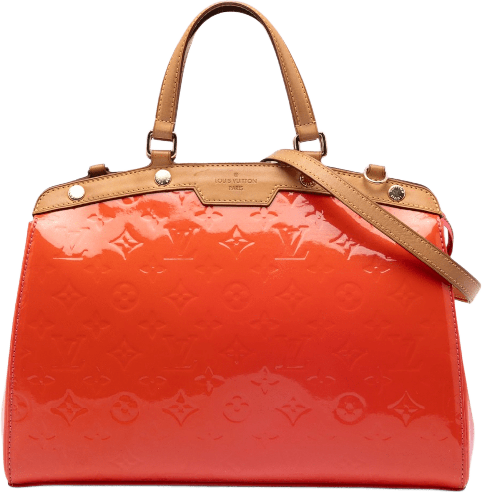 Louis Vuitton Monogram Vernis Brea Mm, från Luxclusif, i färgen orange.