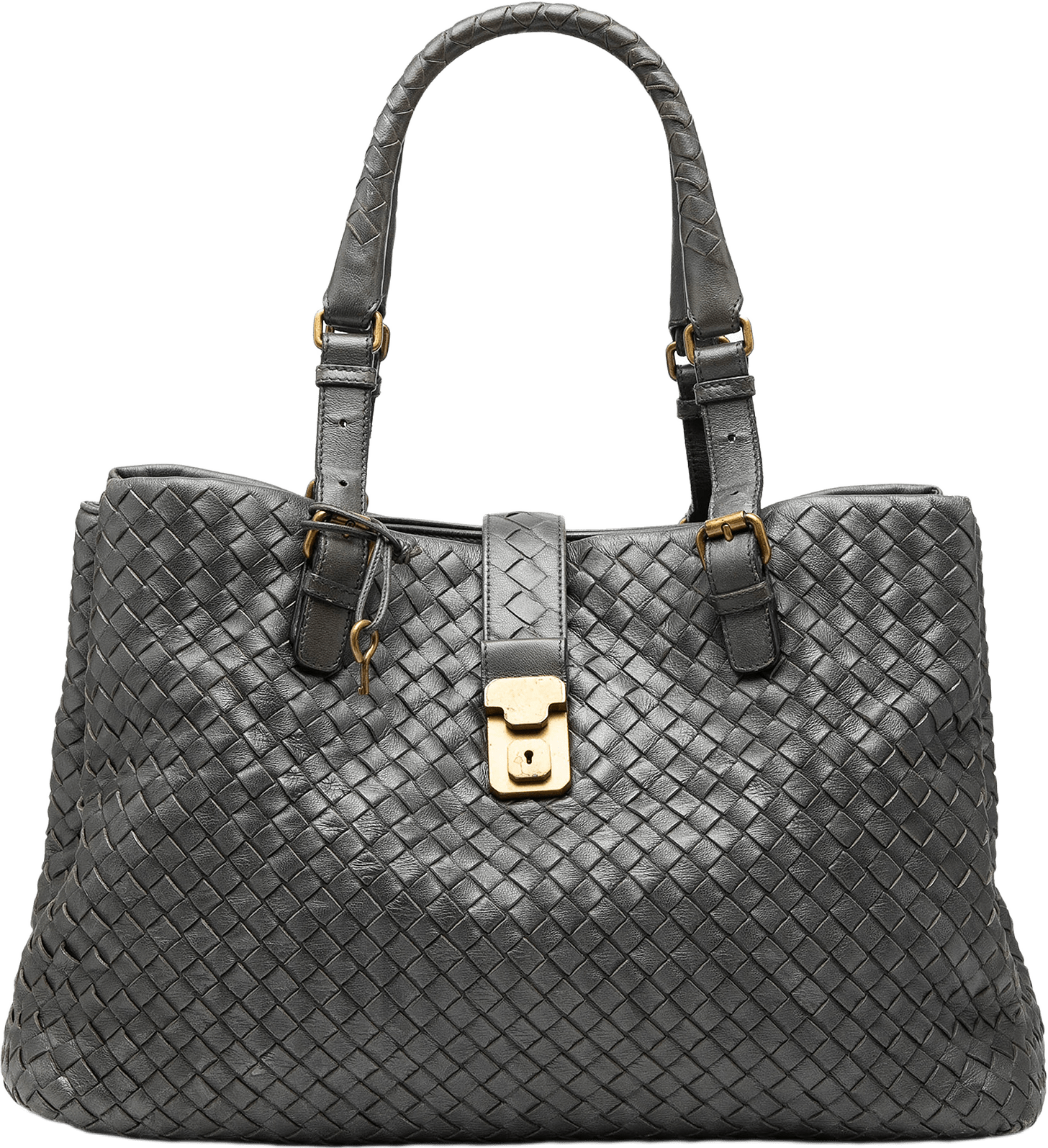 Bottega Veneta Medium Nappa Intrecciato Roma Tote, från Luxclusif, i färgen gray.