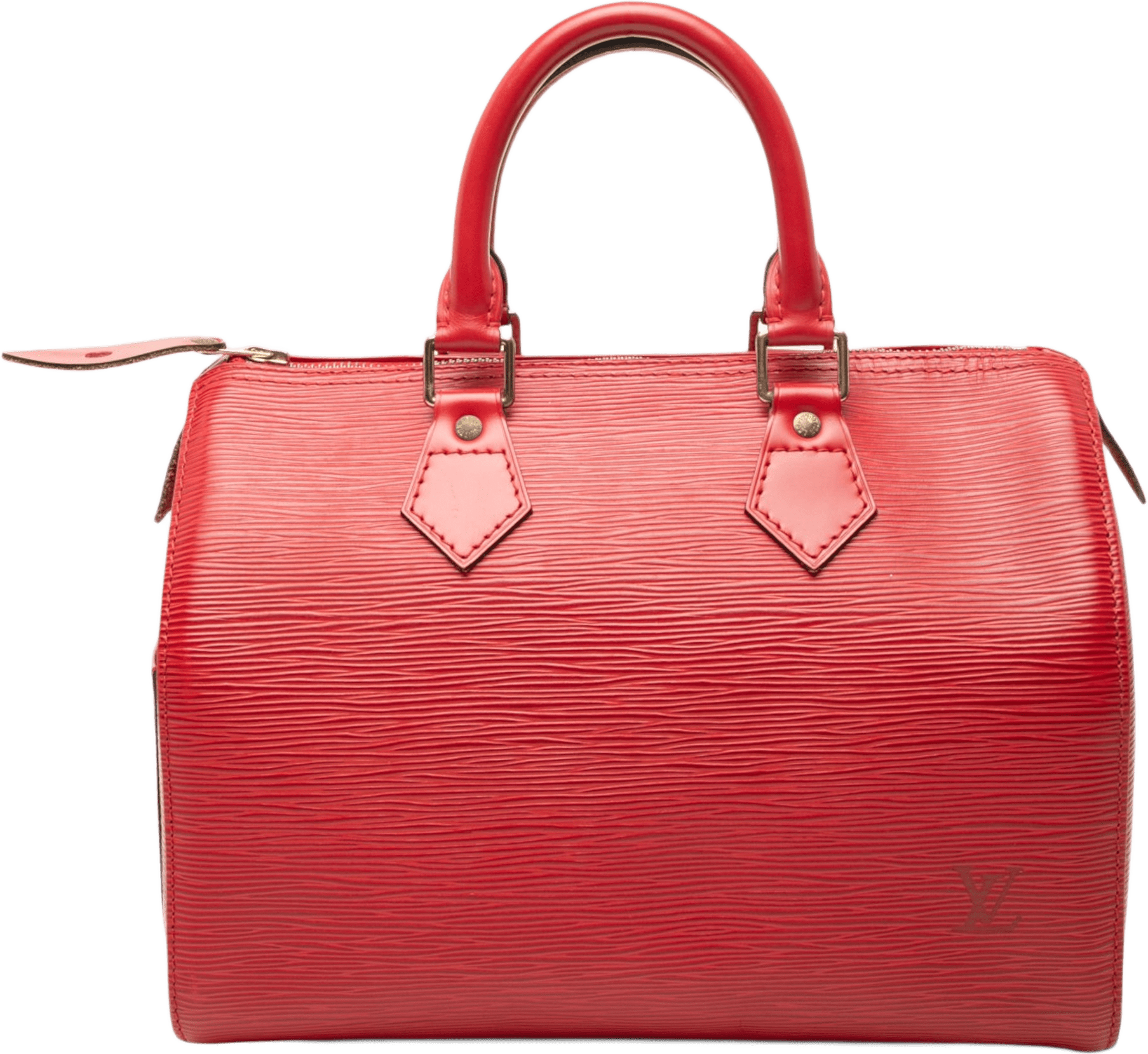 Louis Vuitton Epi Speedy 25, från Luxclusif, i färgen röd.