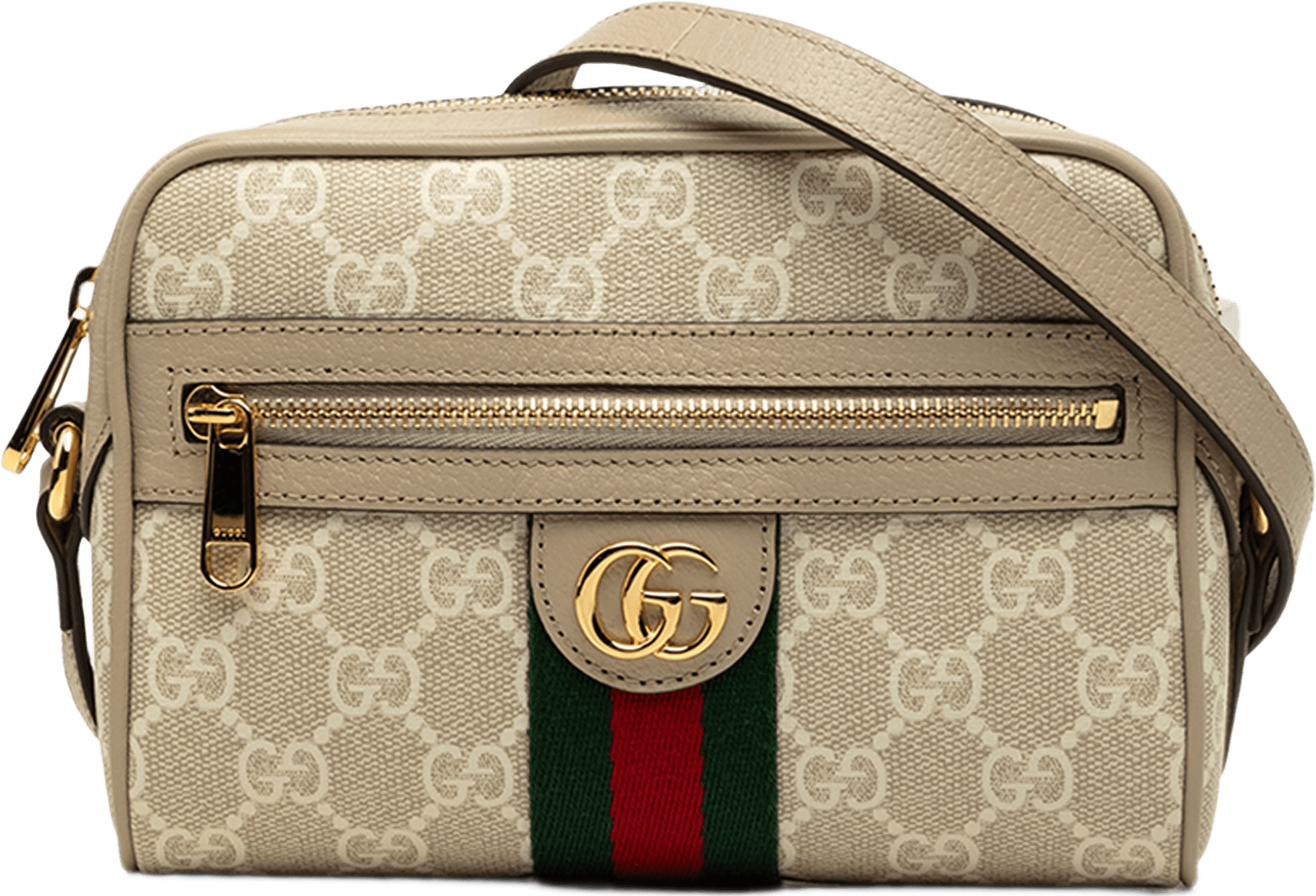 Gucci Mini Gg Supreme Web Ophidia Crossbody, från Luxclusif, i färgen brun.