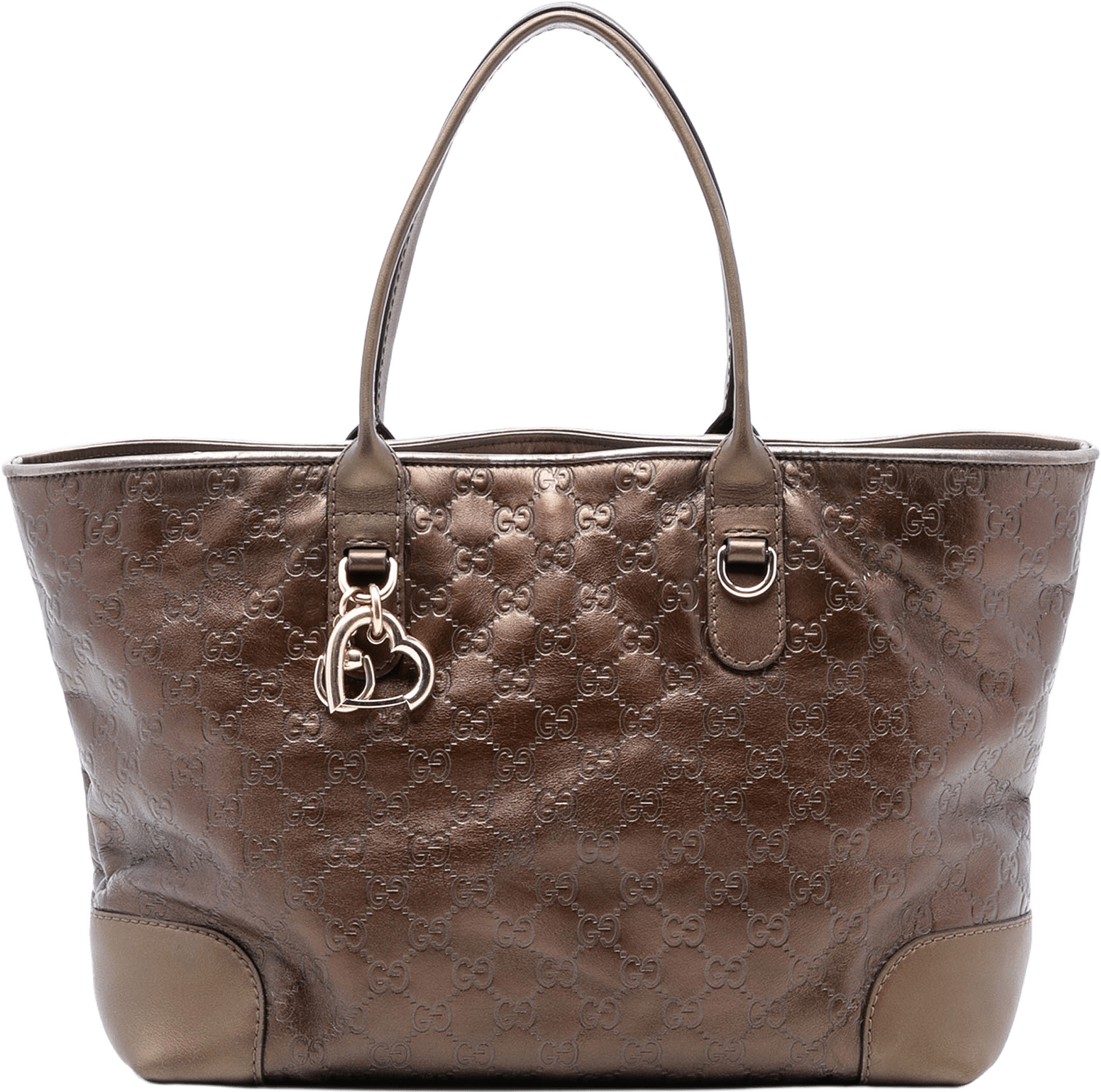 Gucci Metallic Guccissima Heart Bit Tote, från Luxclusif, i färgen bronze.