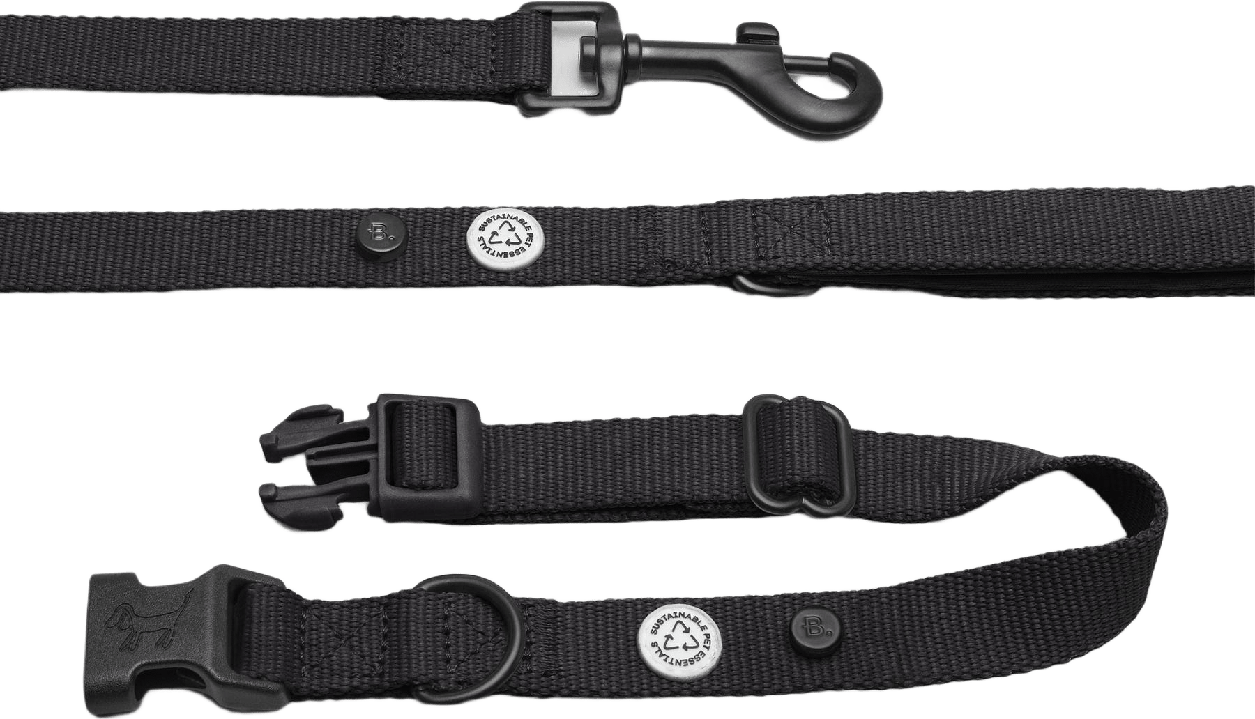 Pitch Black Dog Collar Walk Kit - S