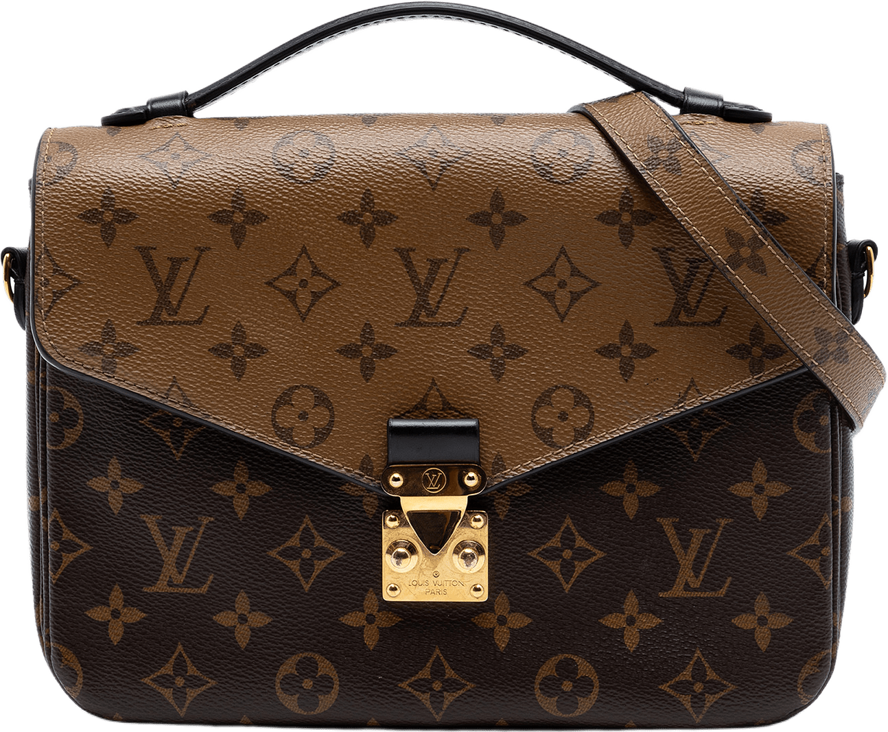 Louis Vuitton Monogram Reverse Pochette Metis, från Luxclusif, i färgen brown.