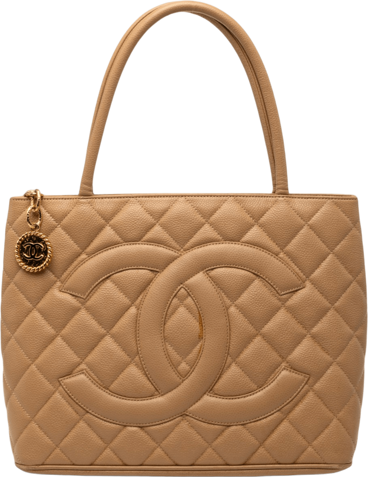 Chanel Caviar Medallion Tote, från Luxclusif, i färgen nude.