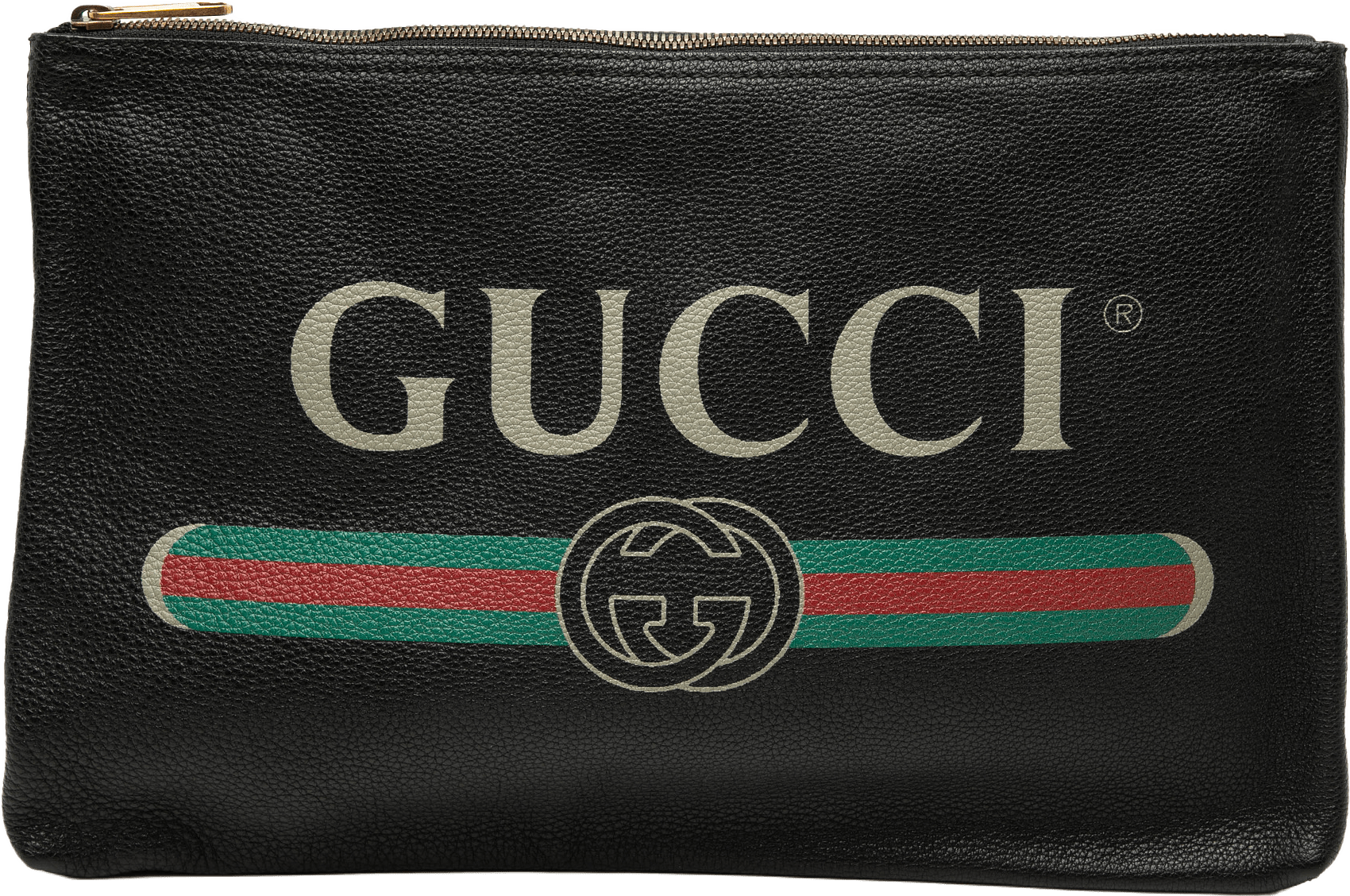 Gucci Leather Logo Clutch, från Luxclusif, i färgen black.