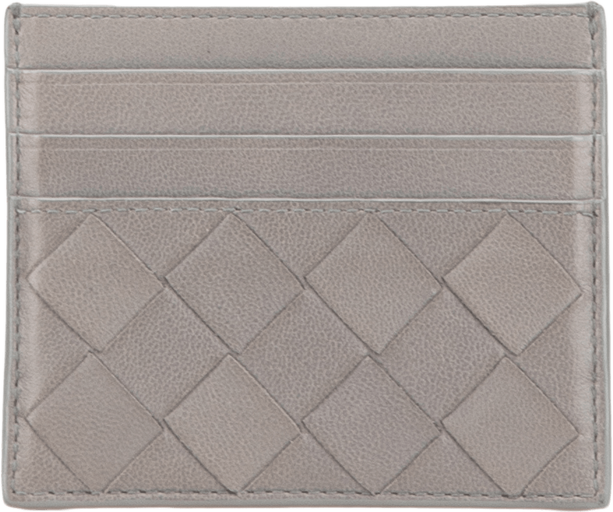 Bottega Veneta Lambskin Intrecciato Credit Card Case, från Luxclusif, i färgen gray.