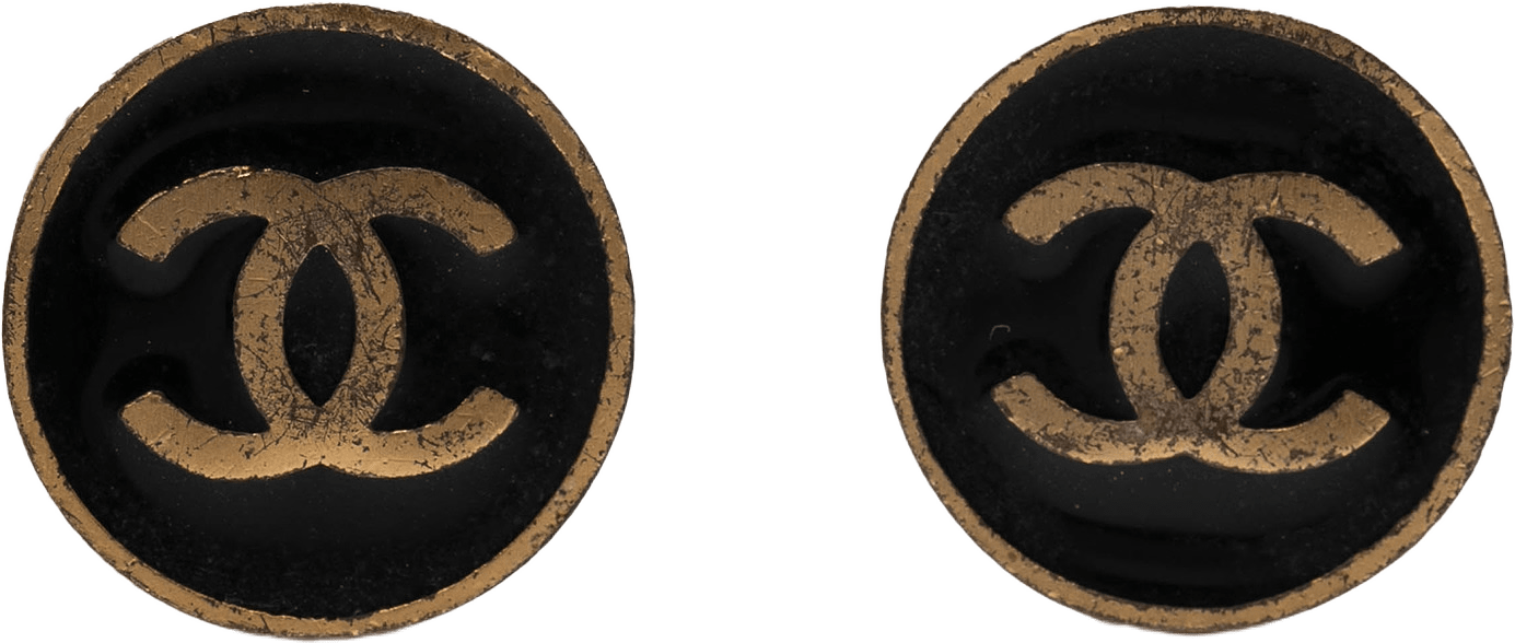 Chanel Cc Gold Plated And Enamel Round Button Clip On Earrings, från Luxclusif, i färgen gold.