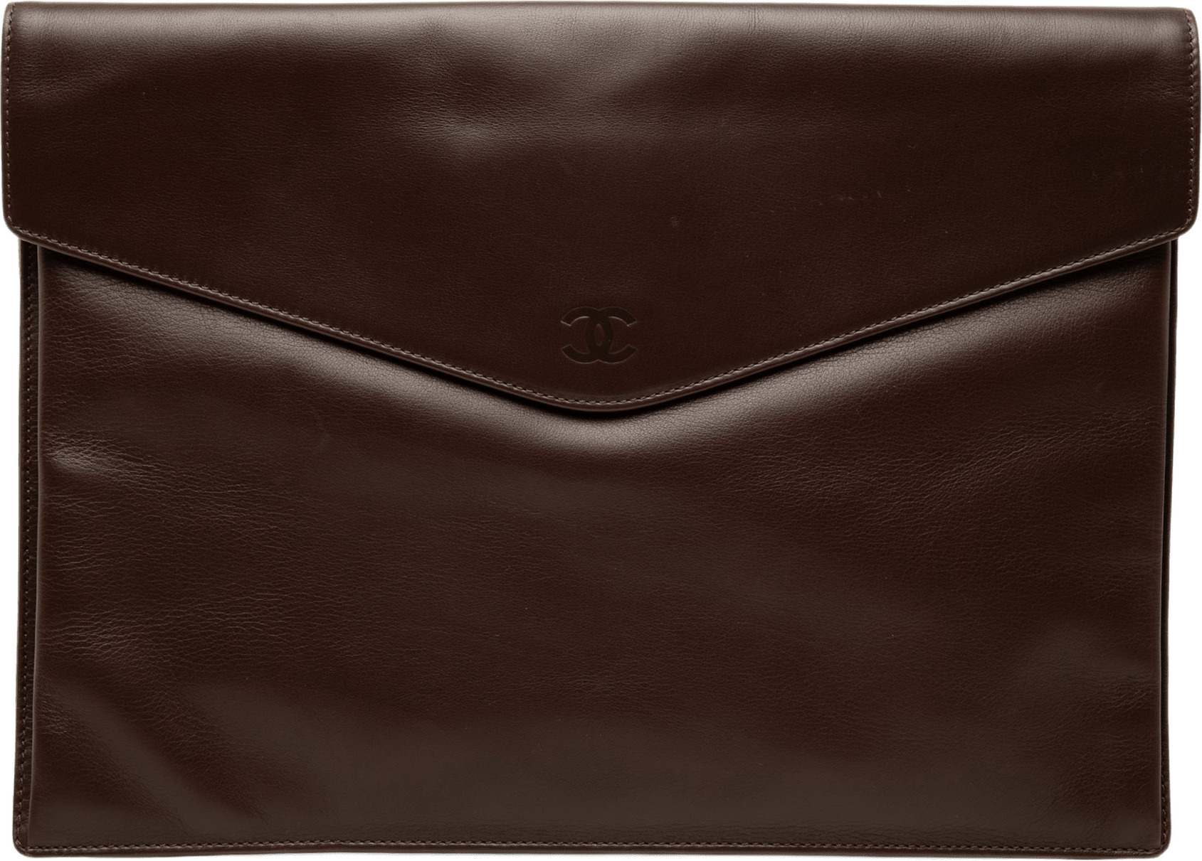 Chanel Cc Smooth Calfskin Envelope Clutch, från Luxclusif, i färgen brun.
