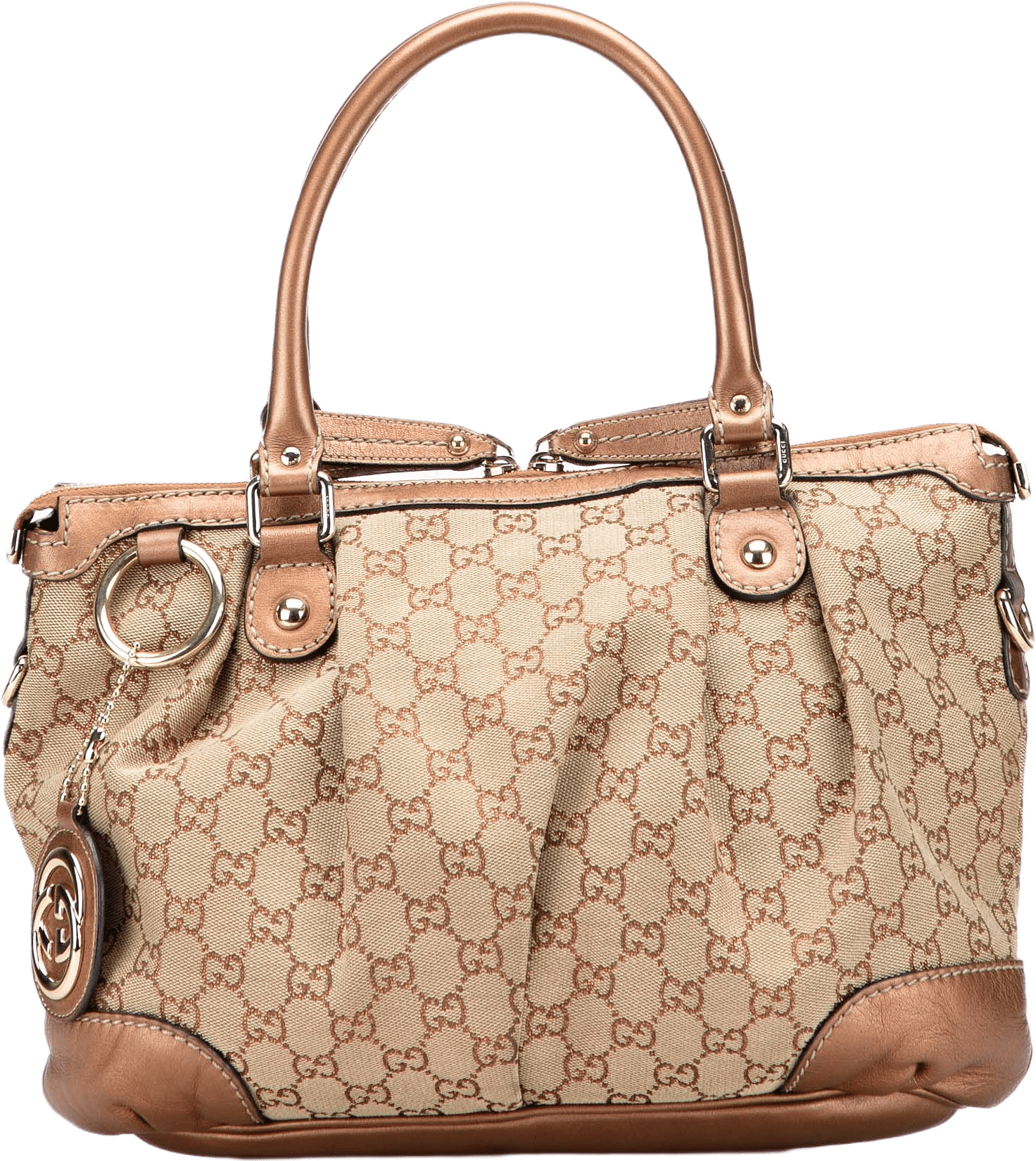 Gucci Gg Canvas Sukey Satchel, från Luxclusif, i färgen beige.