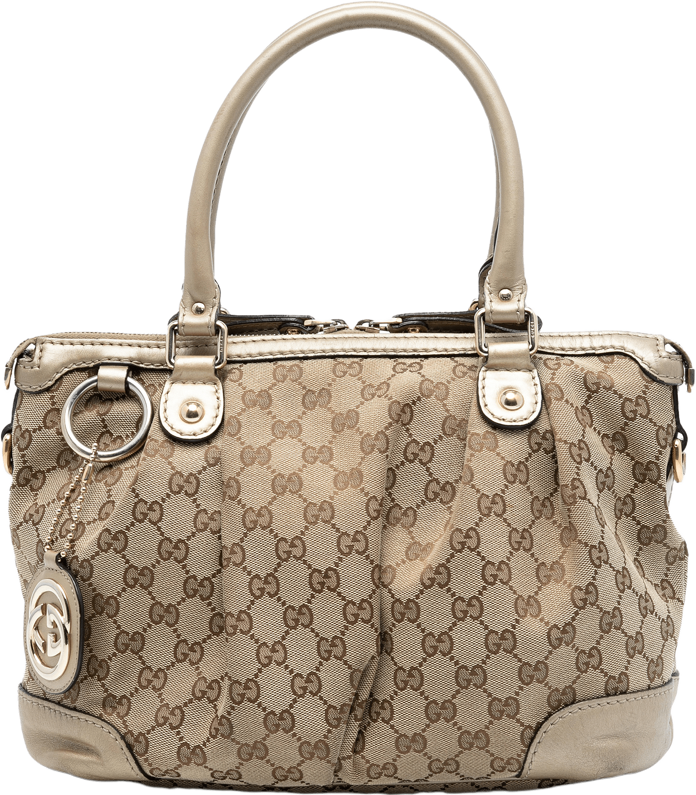 Gucci Gg Canvas Sukey Satchel, från Luxclusif, i färgen beige.