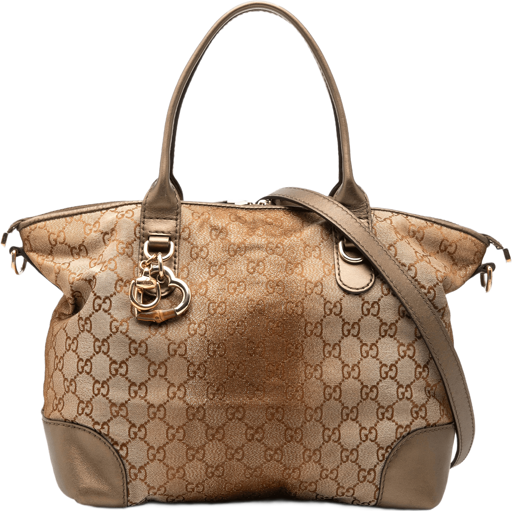 Gucci Gg Lurex Heart Bit Satchel, från Luxclusif, i färgen bronze.