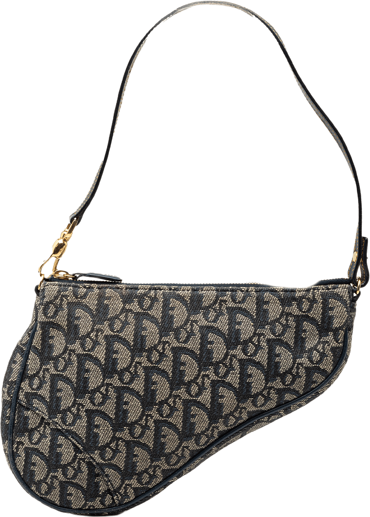 Dior Mini Diorissimo Canvas Saddle Pochette, från Luxclusif, i färgen blue.