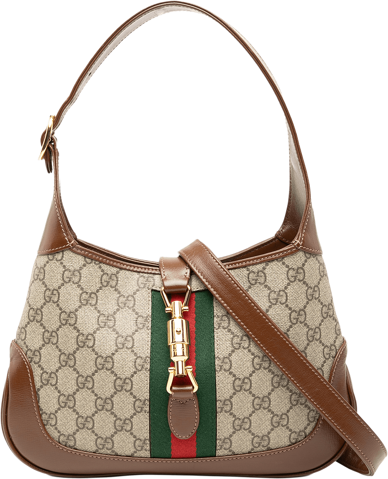 Gucci Small Gg Supreme Web Jackie 1961 Crossbody, från Luxclusif, i färgen beige.