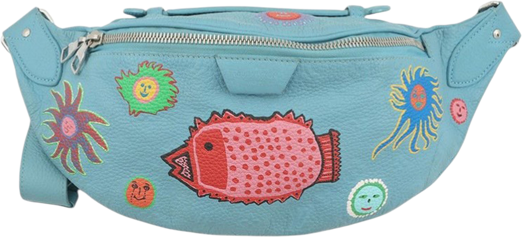 Louis Vuitton Yayoi Kusama Taurillon Faces Maxi Bumbag, från Luxclusif, i färgen light blue.