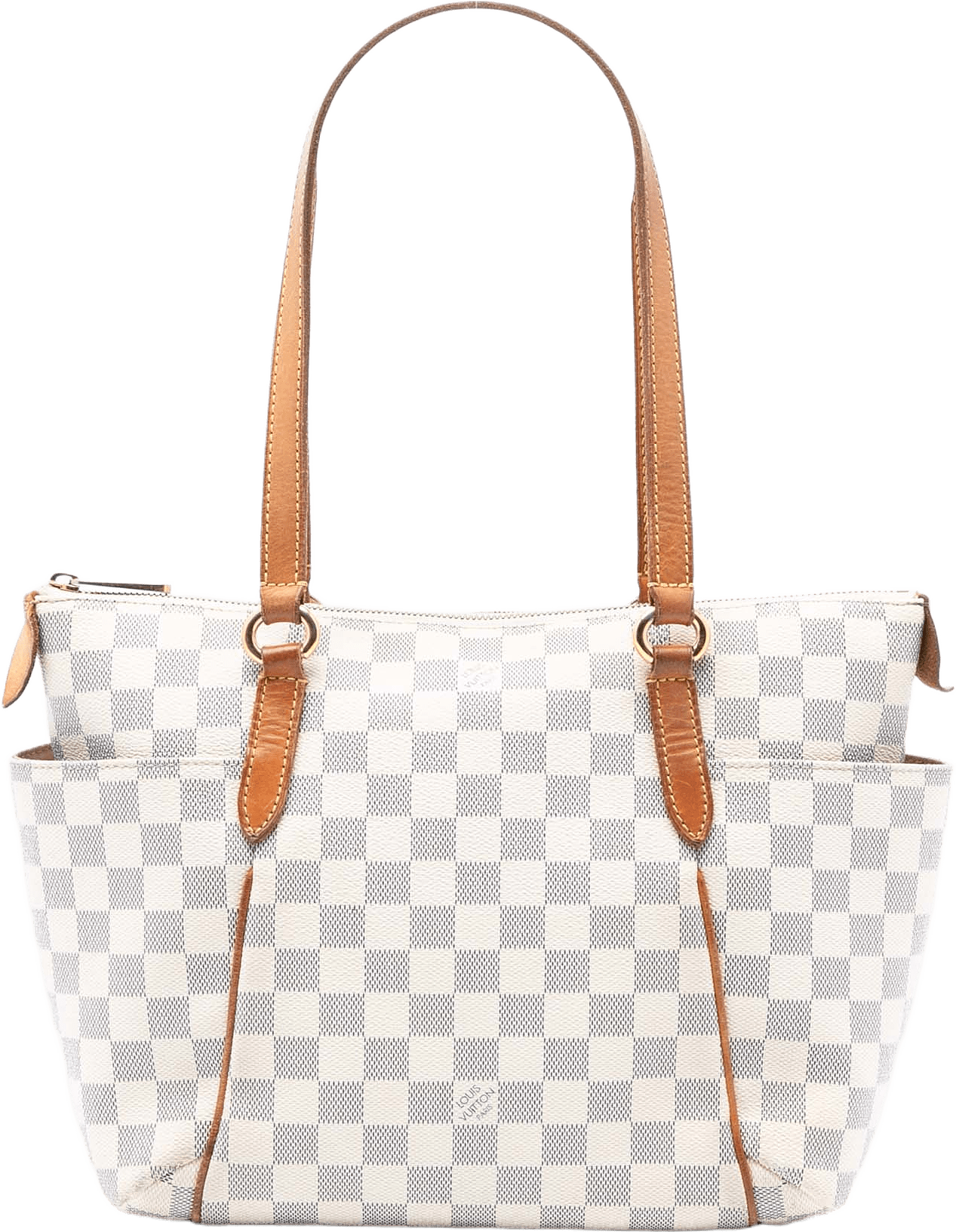 Louis Vuitton Damier Azur Totally Pm, från Luxclusif, i färgen white.