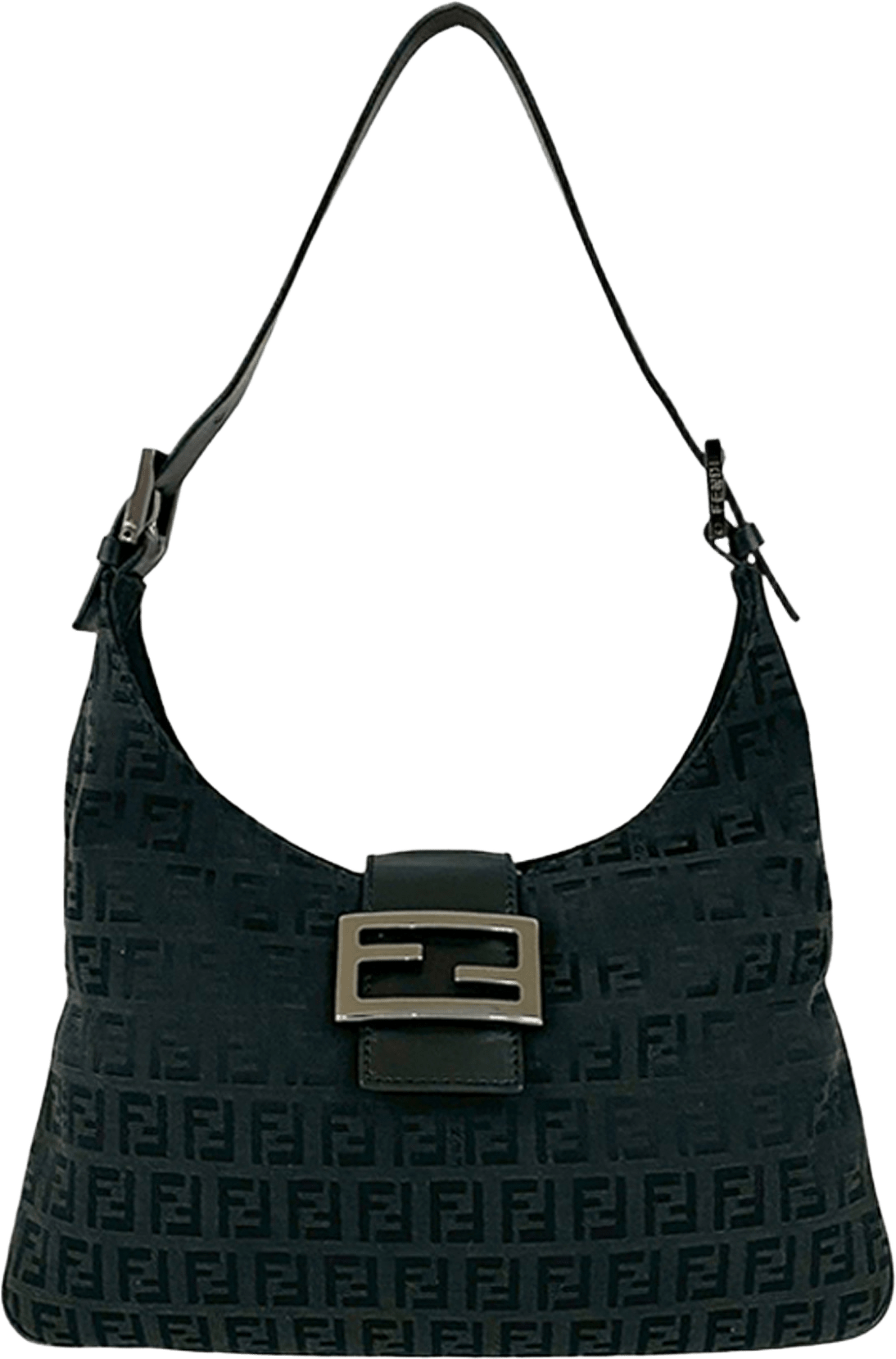 Fendi Zucchino Canvas Shoulder Bag, från Luxclusif, i färgen black.