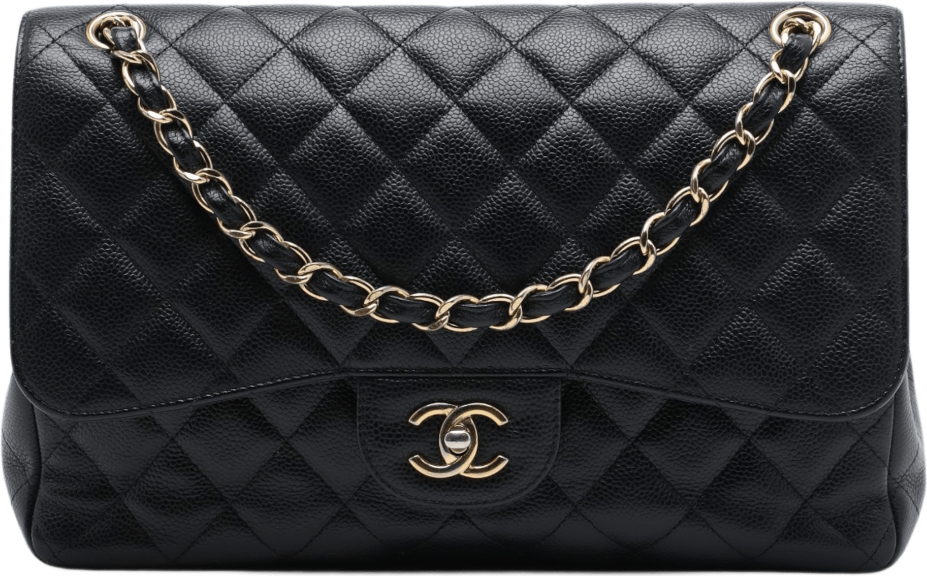 Chanel Jumbo Classic Caviar Double Flap, från Luxclusif, i färgen svart.