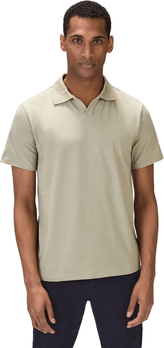 Cotton Fitted Stretch S/s Open Collar Polo Shirt