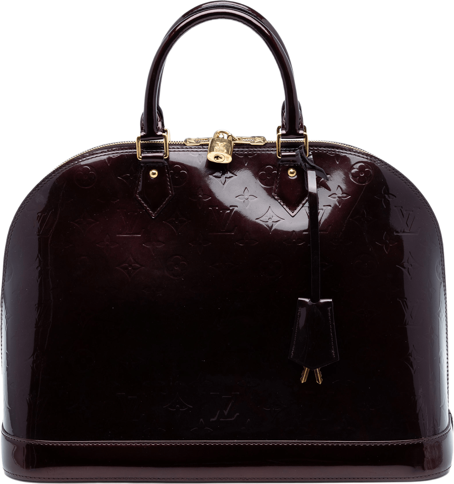 Louis Vuitton Monogram Vernis Alma Gm, från Luxclusif, i färgen purple.