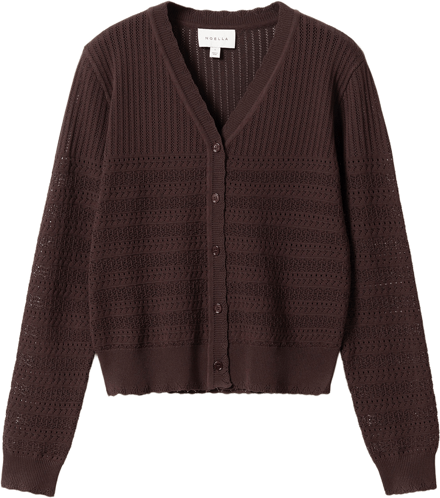 N-margrit Knit Cardigan - Mahogany, från Noella, i färgen mahogany.