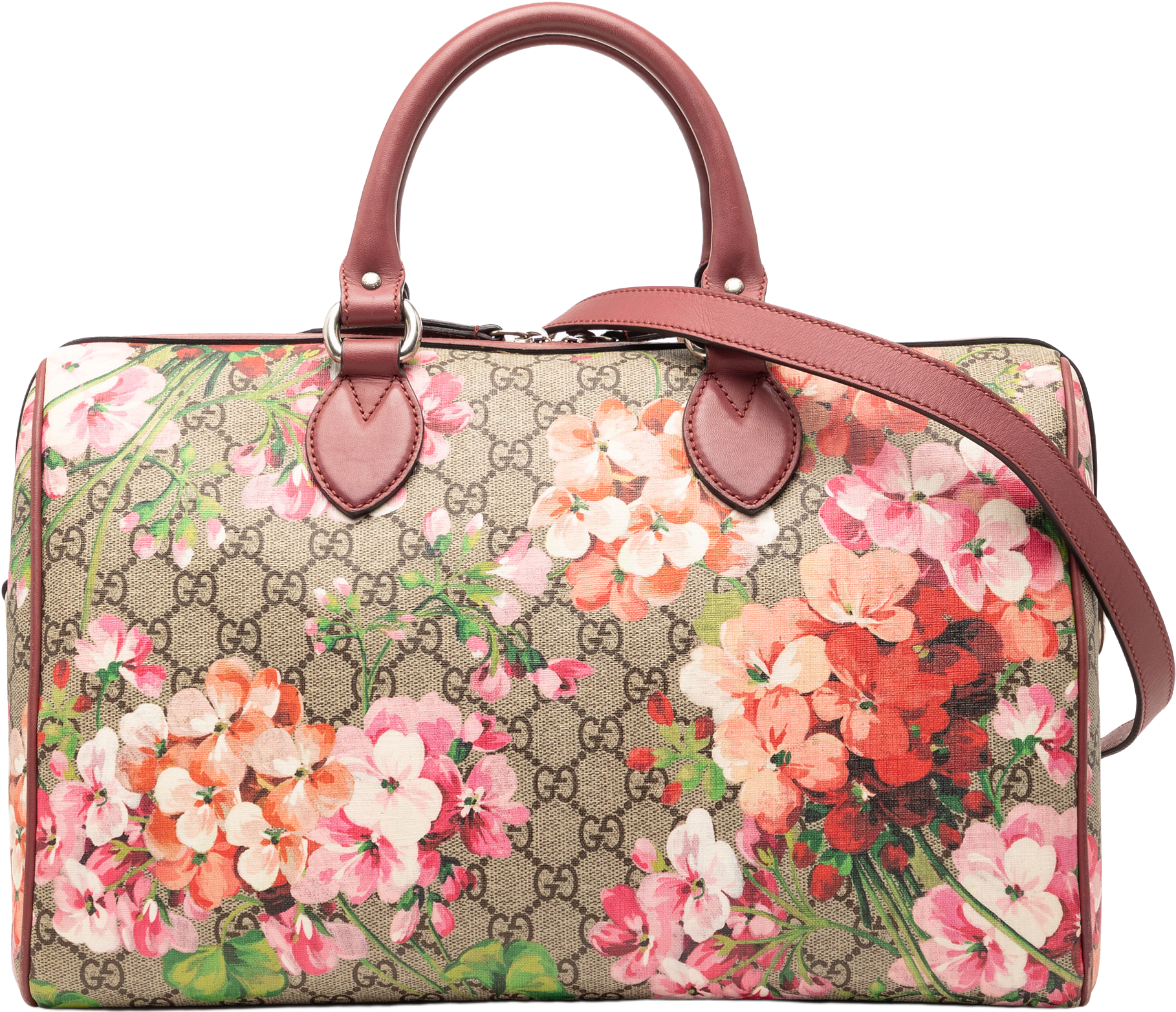 Gucci Medium Gg Supreme Blooms Satchel, från Luxclusif, i färgen beige.