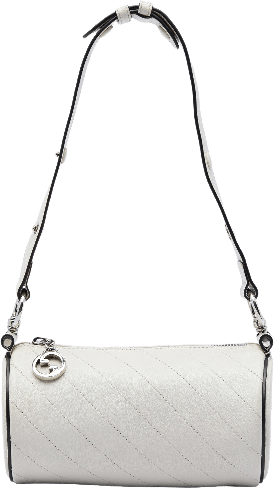 Gucci Mini Calfskin Blondie Barrel Shoulder Bag, från Luxclusif, i färgen vit.