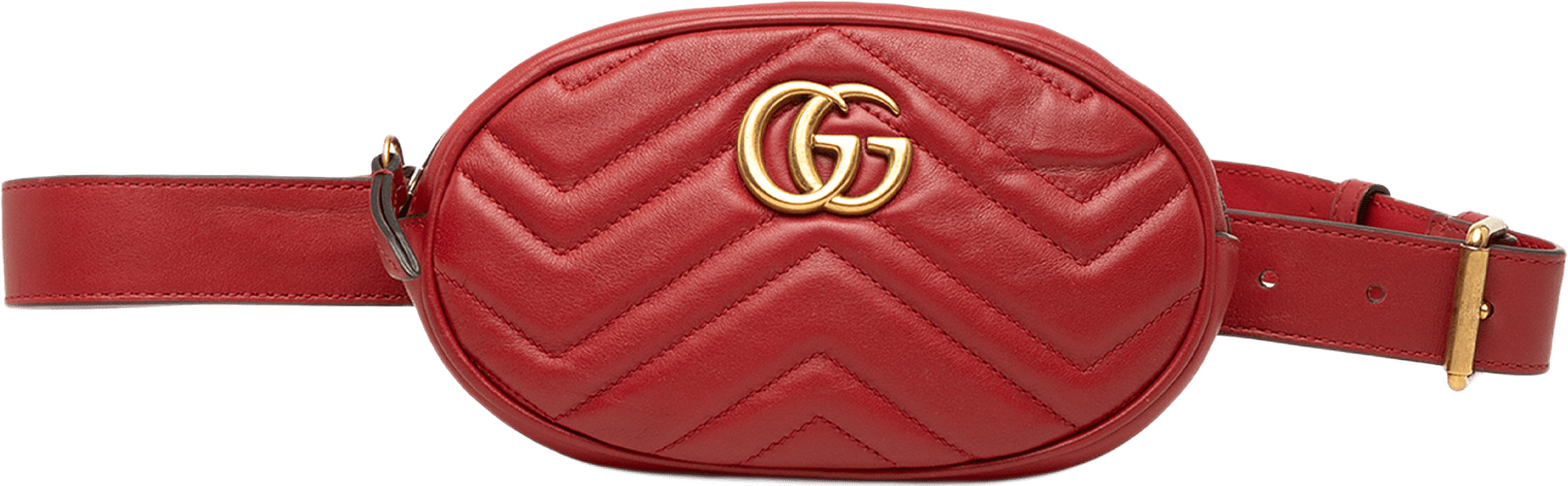Gucci Gg Marmont Matelasse Leather Belt Bag, från Luxclusif, i färgen red.