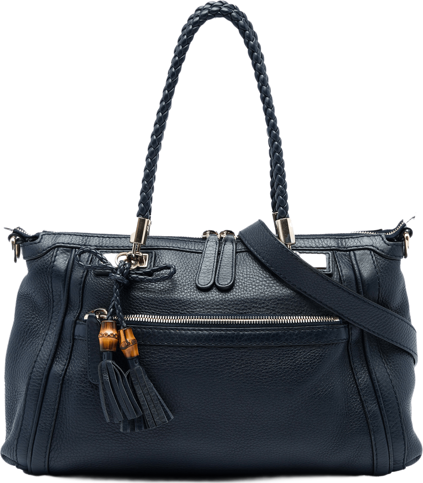 Gucci Pebbled Calfskin Bella Satchel, från Luxclusif, i färgen svart.