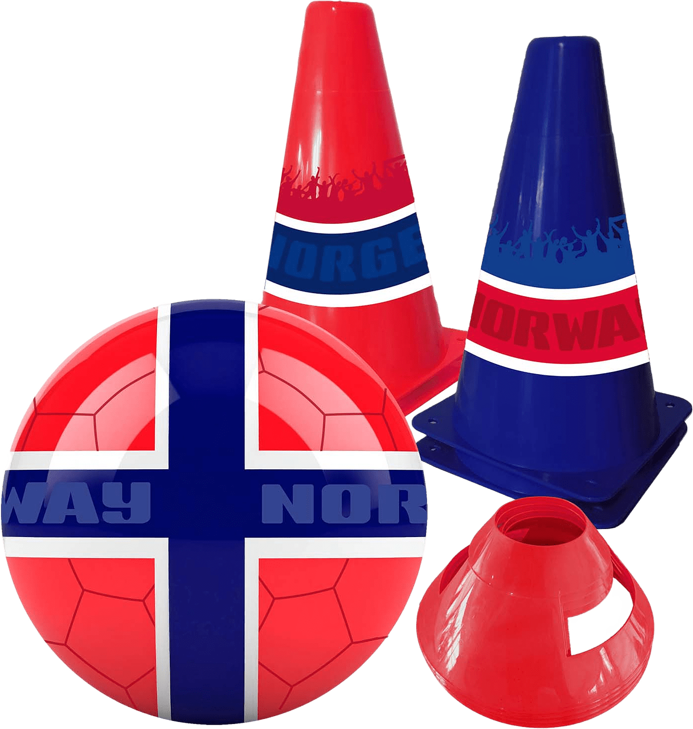 Fotbollsset Norge - Boll Och Koner, från Sportme, i färgen röd.
