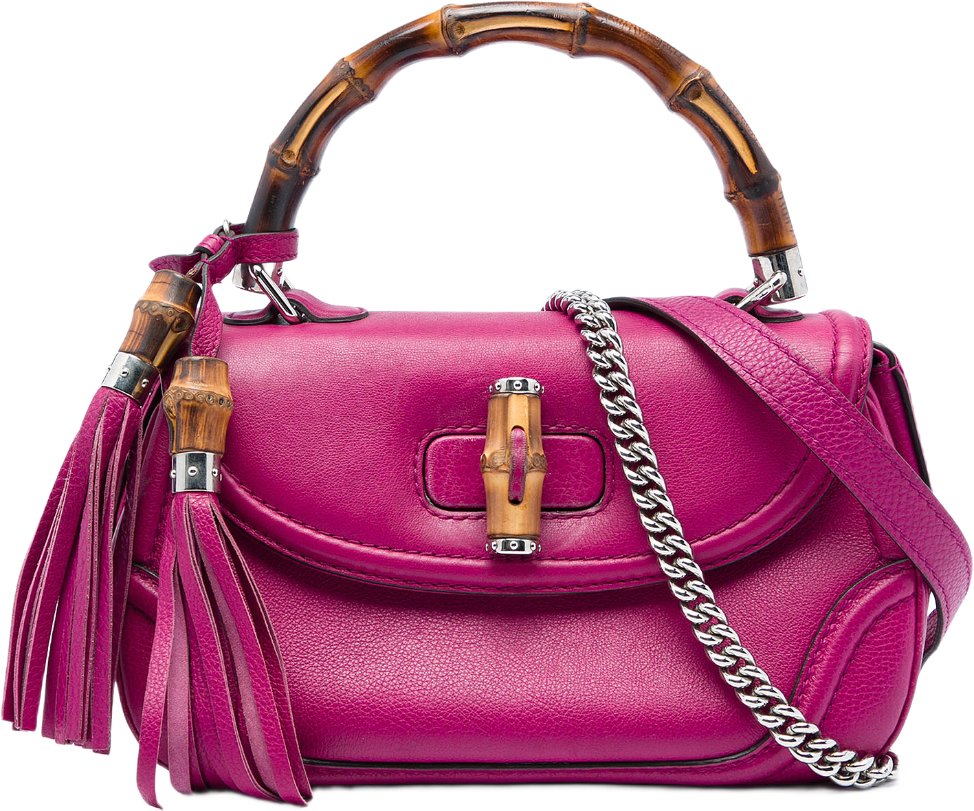 Gucci Medium Calfskin Bamboo Top Handle Bag, från Luxclusif, i färgen rosa.