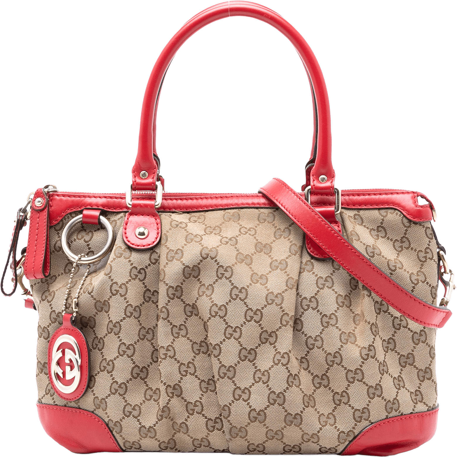 Gucci Diamante Canvas Sukey Satchel, från Luxclusif, i färgen beige.