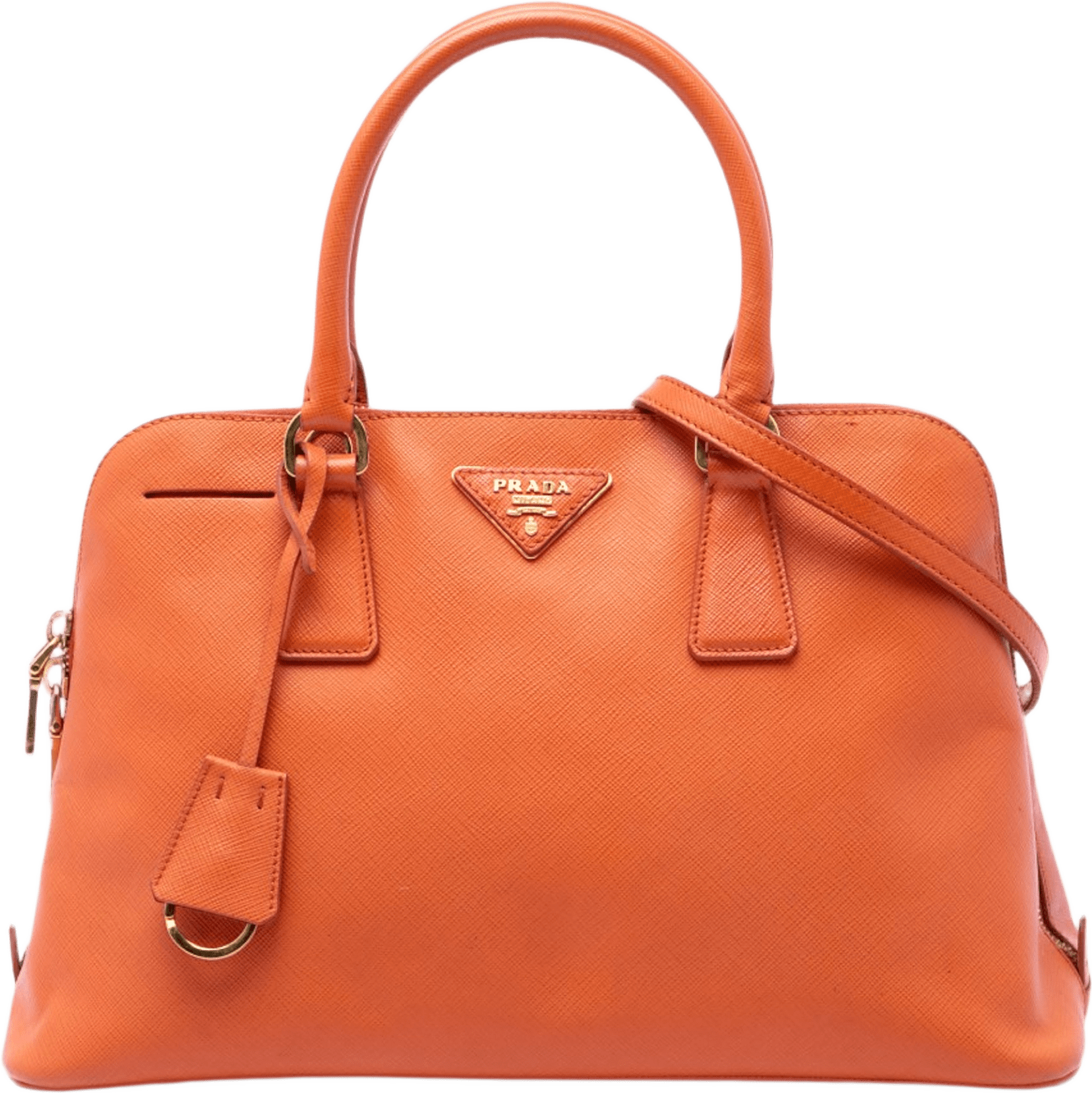 Prada Medium Saffiano Lux Promenade Satchel, från Luxclusif, i färgen orange.