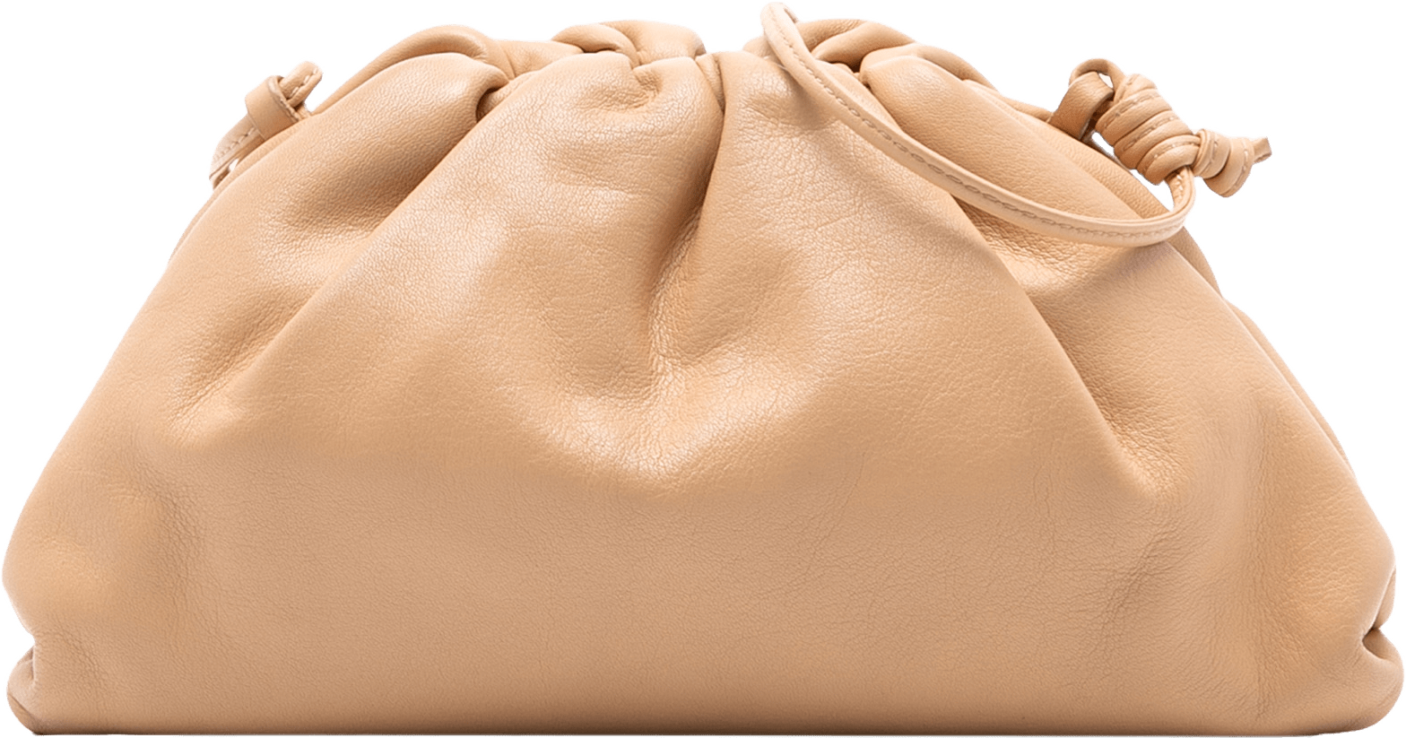 Bottega Veneta Lambskin The Mini Pouch Crossbody, från Luxclusif, i färgen beige.
