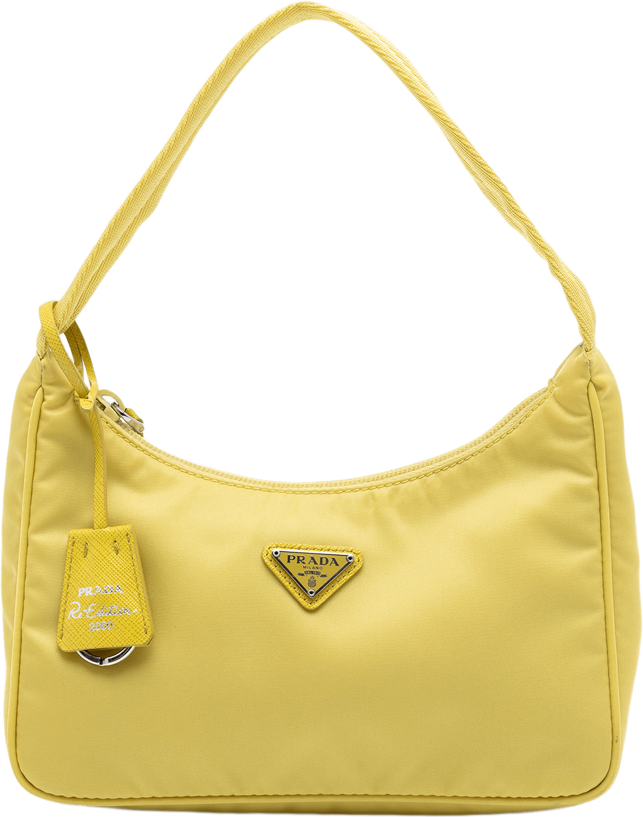 Prada Mini Tessuto Re Edition 2000 Shoulder Bag, från Luxclusif, i färgen gul.