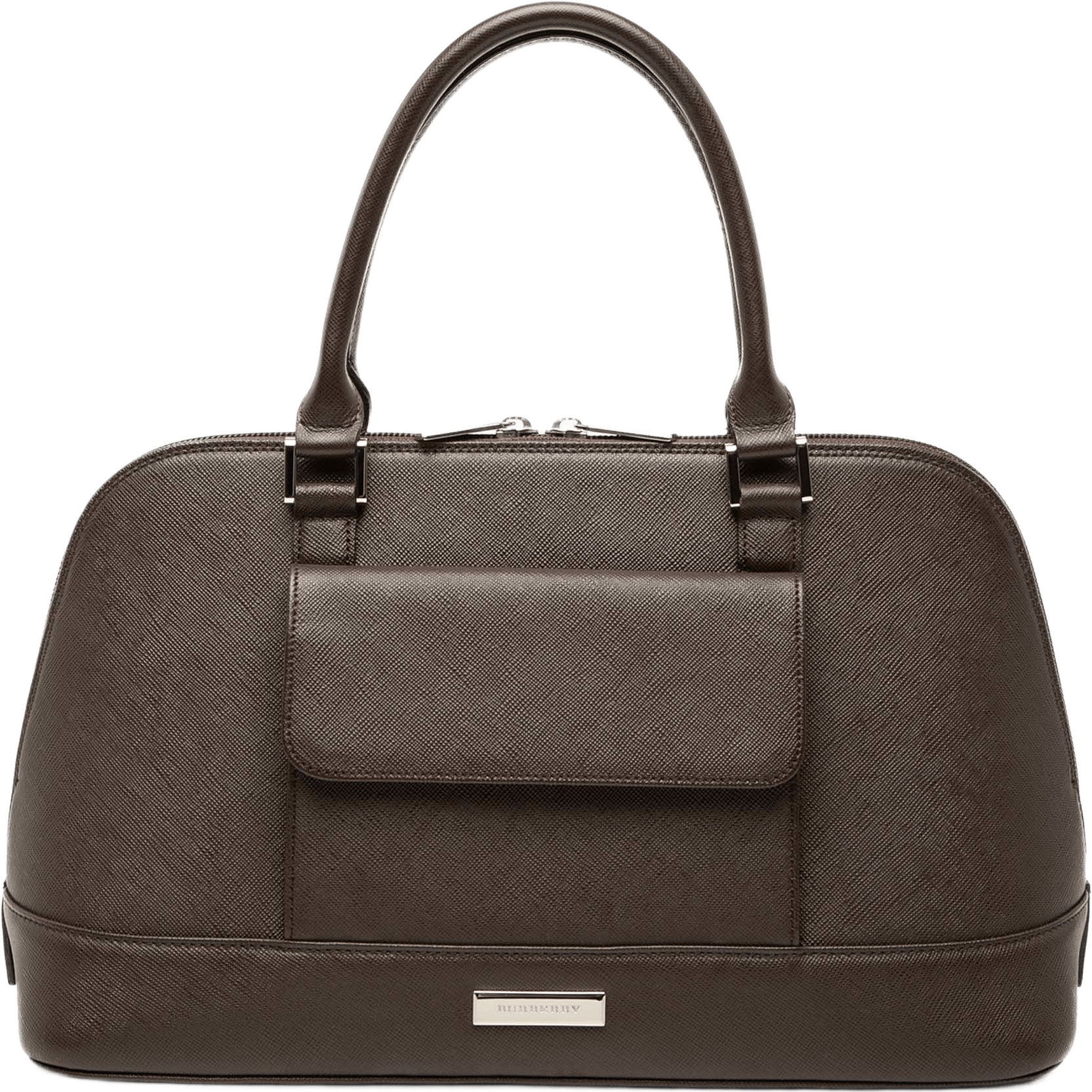Burberry Leather Front Pocket Handbag, från Luxclusif, i färgen dark brown.