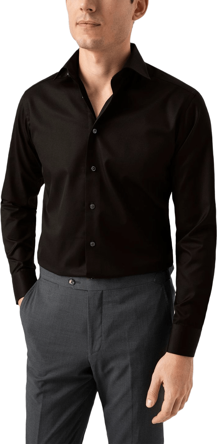 Signature Twill-skjorta Slim Fit, Cut Away-krage, från Eton, i färgen black.