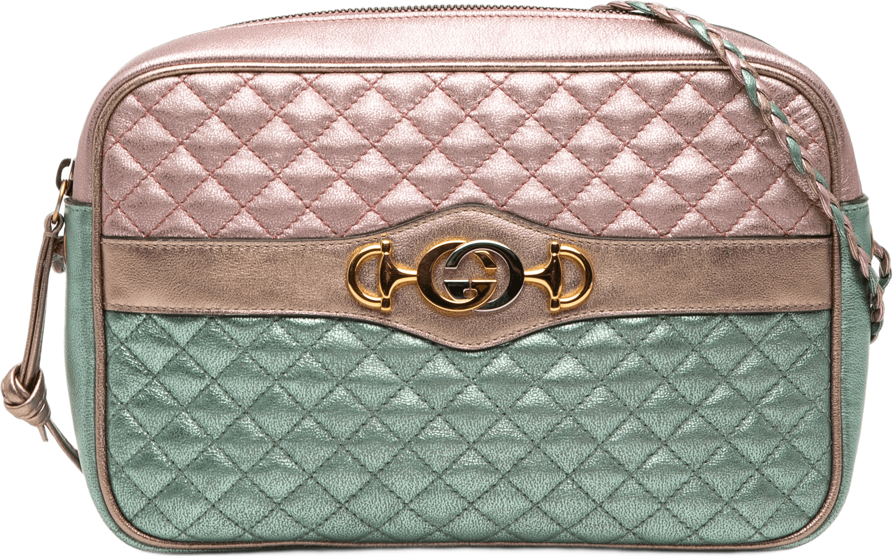 Gucci Laminated Nappa Trapuntata Crossbody, från Luxclusif, i färgen light green.