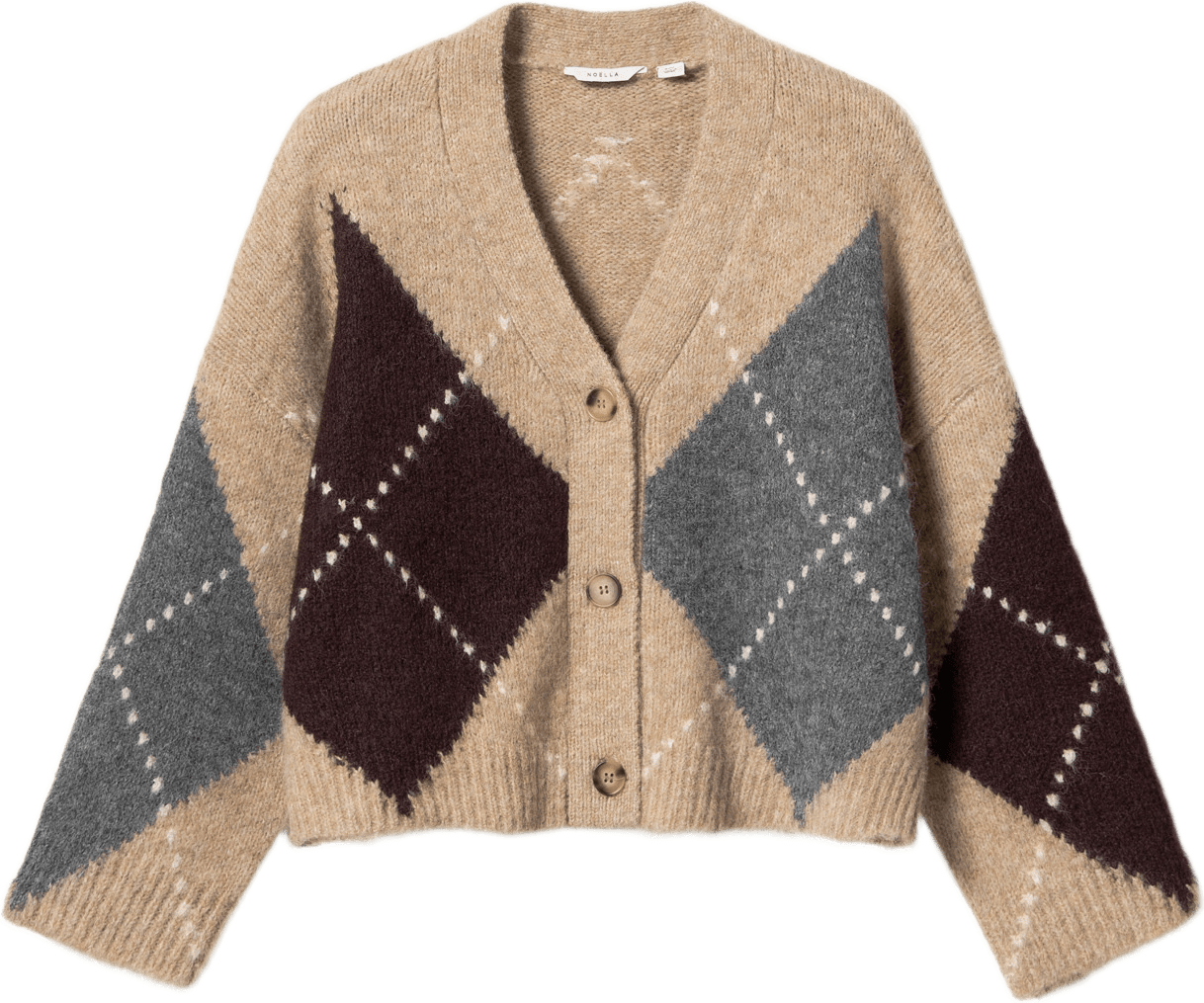 N-laiana Knit Cardigan - Sand Melange, från Noella, i färgen sand melange.