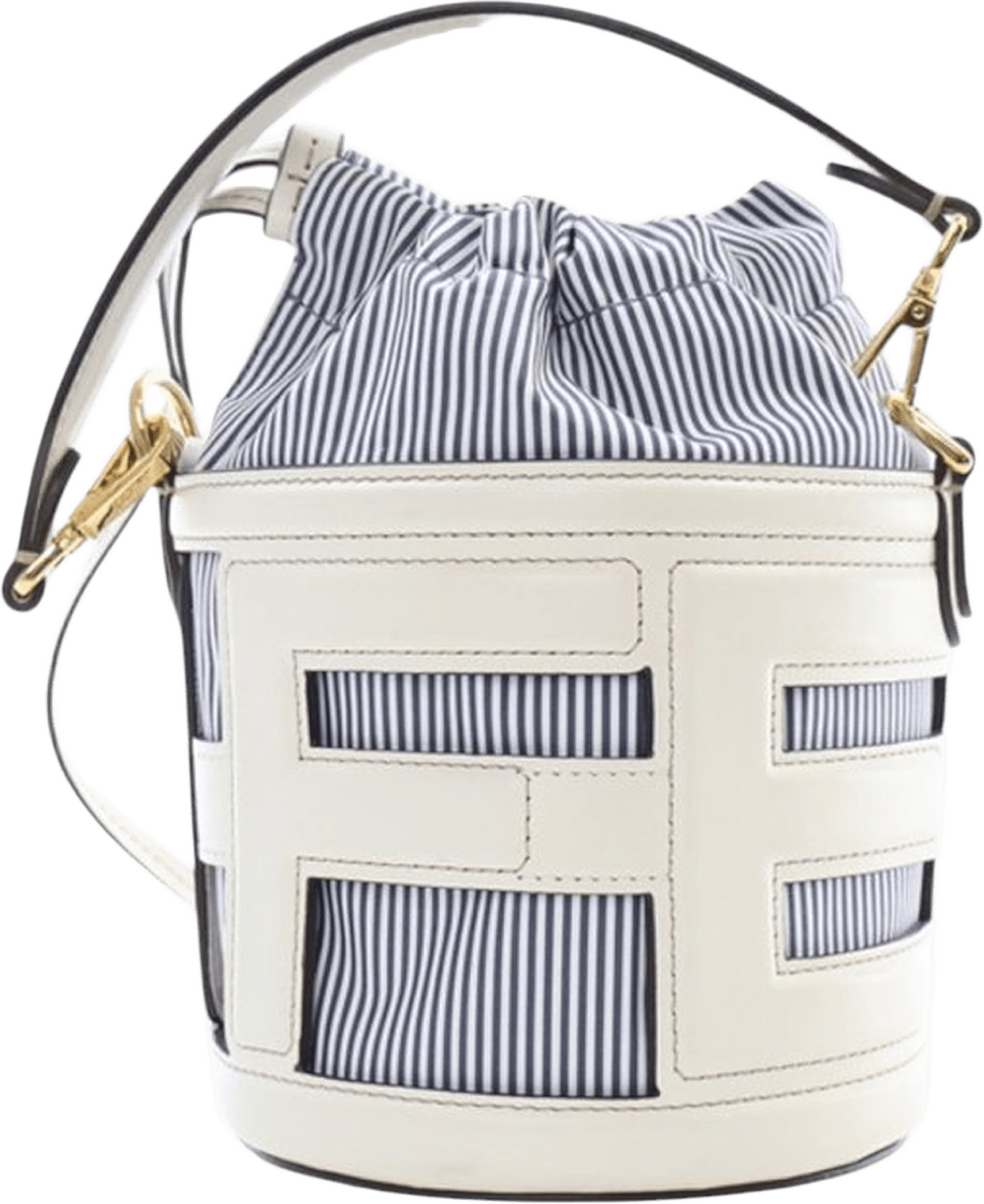 Fendi Mini Leather And Canvas Logo Step Out Bag, från Luxclusif, i färgen white.