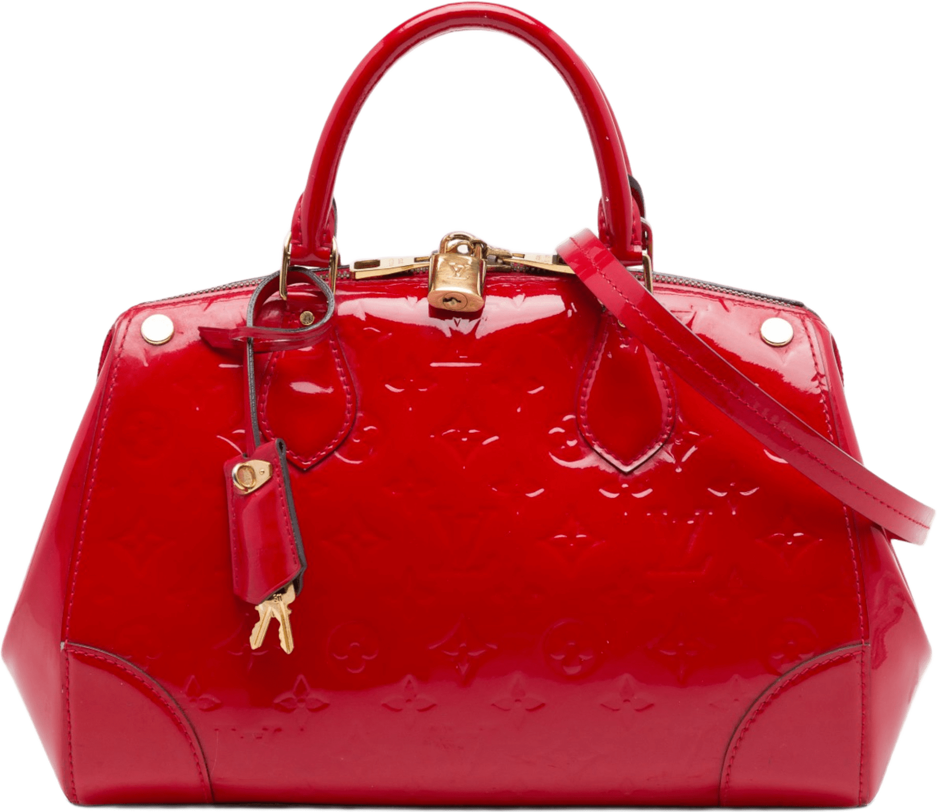 Louis Vuitton Monogram Vernis Santa Monica, från Luxclusif, i färgen röd.