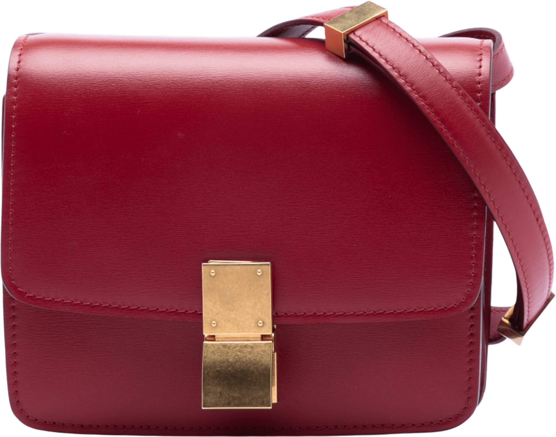 Celine Small Calfskin Classic Box, från Luxclusif, i färgen red.