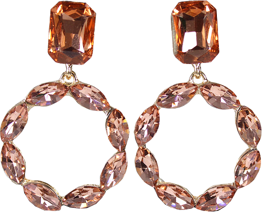 Örhänge med hängade ringar, från Complement, i färgen apricot.