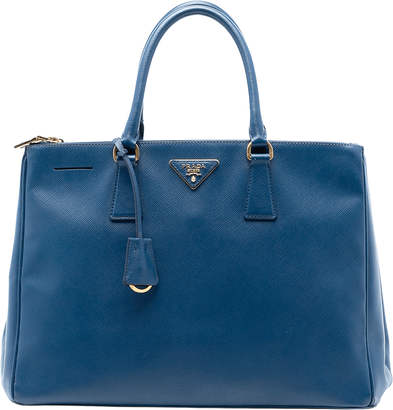 Prada Large Saffiano Lux Galleria Double Zip Tote, från Luxclusif, i färgen blue.